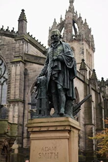 Famous People Gallery: Adam Smith statue, St. Giles Cathedral, Edinburgh, Lothian, Scotland, United Kingdom