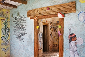 Adobe Mission interior, De Grazia Gallery in the Sun, Tucson, Arizona, United States of America