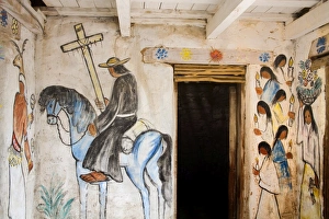 Adobe Mission interior, De Grazia Gallery in the Sun, Tucson, Arizona, United States of America