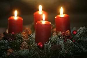 Images Dated 24th December 2006: Advent candles, Saint Gervais, Haute Savoie, France, Europe