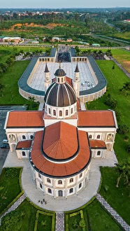 Related Images Collection: Aerial of the Basilica of the Immaculate Conception, Mongomo, Rio Muni, Equatorial Guinea, Africa