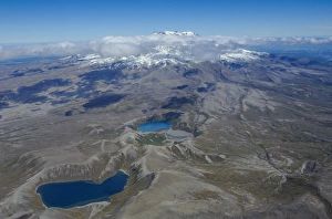 Aerial of the colourful Tama Lakes in the Tongariro National Park Aerial of the colourful Tama Lakes in the Tongariro National Park