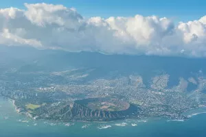 America Gallery: Aerial of the Diamond head and Oahu, Hawaii