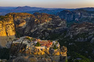 Greece Gallery: Aerial by drone of the Holy Monastery of Holy Trinity at sunrise