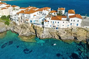 Greece Collection: Aerial drone view of iconic and picturesque Andros (Chora) Andros Island, Cyclades