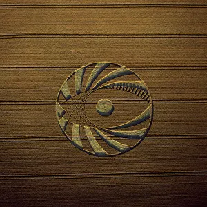 Prints of Aerial image of crop circle, Wiltshire, England, United Kingdom, Europe Aerial View Prints: Aerial Crop Circle Print, Wiltshire, England
