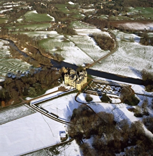 Longford Gallery: Aerial image of Longford Castle in snow, south of Salisbury, Wiltshire