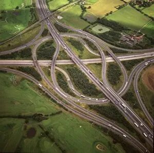 Junction Gallery: Aerial image of M25 and M11 Motorway Junction, Essex, England, United Kingdom, Europe