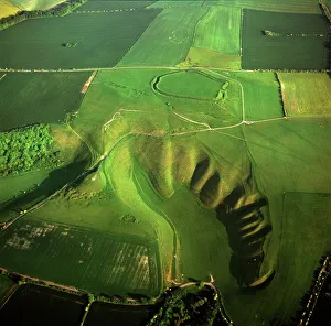 Aerial image of the Uffington White Horse with Uffington Castle hill fort Aerial image of the Uffington White Horse with Uffington Castle hill fort