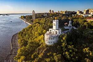Aerial of Khabarovsk and the Amur River, Khabarovsk Krai, Russia, Eurasia Aerial of Khabarovsk and the Amur River, Khabarovsk Krai, Russia, Eurasia