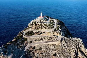 Safety Gallery: Aerial of the lighthouse at the Cap de Formentor, Mallorca, Balearic Islands, Spain