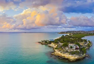 Aerial panoramic by drone of Fort James, St. Johns, Antigua, Leeward Islands Aerial panoramic by drone of Fort James, St. Johns, Antigua, Leeward Islands