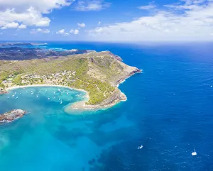Aerial panoramic by drone of Galleon Beach and Pillar of Hercules limestone cliffs Aerial panoramic by drone of Galleon Beach and Pillar of Hercules limestone cliffs