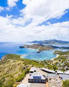 Aerial panoramic by drone of Shirley Heights towards Galleon Beach and English Harbour Aerial panoramic by drone of Shirley Heights towards Galleon Beach and English Harbour
