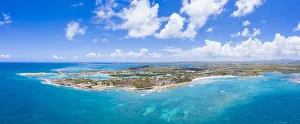 Aerial panoramicby drone of Long Bay, Devils Bridge and The Verandah resort, Antigua Aerial panoramicby drone of Long Bay, Devils Bridge and The Verandah resort, Antigua