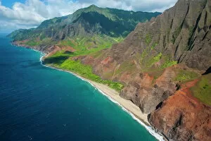 America Gallery: Aerial of the rugged Napali coast, Kauai, Hawaii, United States of America, Pacific