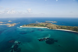 Aerial shot of St. Martins, Isles of Scilly, off Cornwall, United Kingdom, Europe Aerial shot of St. Martins, Isles of Scilly, off Cornwall, United Kingdom, Europe