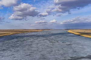 Drone Point Of View Gallery: Aerial of the Tobyl River, south of Kostanay, northern Kazakhstan, Central Asia, Asia