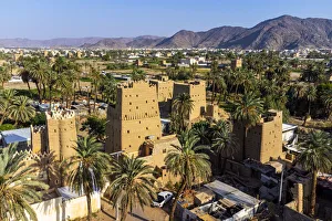 Aerial of traditional build mud towers used as living homes, Najran Aerial of traditional build mud towers used as living homes, Najran