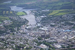 Images Dated 21st June 2011: Aerial view of city and cathedral, Truro, Cornwall, England, United Kingdom, Europe
