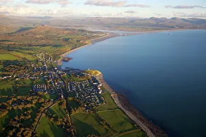 Images Dated 24th October 2010: Aerial view of Criccieth in evening light, Llyn Peninsula, North Wales