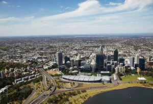 Australia Gallery: Aerial view of downtown Perth, Western Australia, Australia, Pacific