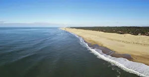 Aerial view of Hossegor Beach, Les Landes, Nouvelle-Aquitaine, France, Europe Aerial view of Hossegor Beach, Les Landes, Nouvelle-Aquitaine, France, Europe