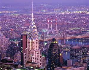 Images Dated 8th April 2008: Aerial view over Manhattan, including the Chrysler Building, New York City