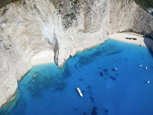 Greece Gallery: Aerial view of Navagio Beach and shipwreck at Smugglers Cove on the coast of Zakynthos