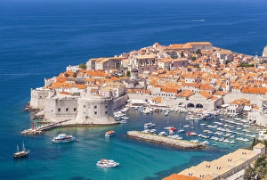 Aerial view of Old Port and Dubrovnik Old town, UNESCO World Heritage Site, Dubrovnik Aerial view of Old Port and Dubrovnik Old town, UNESCO World Heritage Site, Dubrovnik