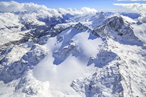Aerial view of Peak Ferra covered with snow, Spluga Valley, Chiavenna, Valtellina Aerial view of Peak Ferra covered with snow, Spluga Valley, Chiavenna, Valtellina