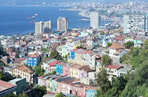 Aerial view of Valparaiso, Valparaiso, Chile, South America