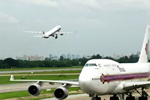 Bangkok Gallery: Airplanes taxiing, Don Muang airport, Bangkok, Thailand, Southeast Asia, Asia