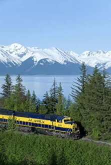 Trains Collection: Alaska Railroad near Girdwood, Alaska, United States of America, North America