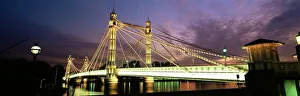 Prints of Albert Bridge, London, England, United Kingdom, Europe Bridge Prints: Albert Bridge London Print