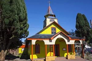 All wood church in the fishing village of Quemchi, island of Chiloe, Chile, South America All wood church in the fishing village of Quemchi, island of Chiloe, Chile, South America