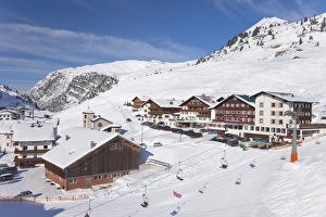 Alpine resort of Zurs, St. Anton am Arlberg, in winter snow, Austrian Alps Alpine resort of Zurs, St. Anton am Arlberg, in winter snow, Austrian Alps