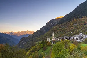 Alpine village of Soglio during autumn, Val Bregaglia, Canton of Graubunden, Switzerland Alpine village of Soglio during autumn, Val Bregaglia, Canton of Graubunden, Switzerland