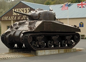 American Sherman tank, Omaha Beach Museum, Normandy, France, Europe American Sherman tank, Omaha Beach Museum, Normandy, France, Europe