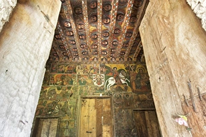 Debre Birhan Gallery: Ancient wall paintings inside the Debre Birhan Selassie Church, Gondar, Ethiopia, Africa