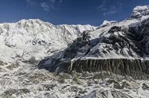 Glacier Gallery: Annapurna I, 8091m, South Annapurna Glacier and its moraine and moraine ridge