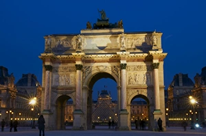 Arc du Carrousel, Place du Carrousel, with Louvre in the background at night Arc du Carrousel, Place du Carrousel, with Louvre in the background at night