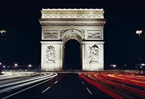 Arc de Triomphe at night, Paris, France, Europe