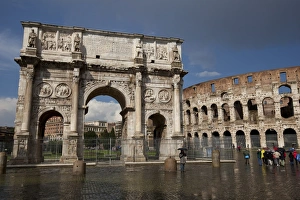 The Arch of Constantine with the Colosseum in the background, UNESCO World Heritage Site The Arch of Constantine with the Colosseum in the background, UNESCO World Heritage Site