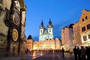 Prints of Astronomical clock, Old Town Square and the Church of Our Lady before Tyn, Old Town, Prague, Czech Republic, Europe Czech Republic Prints: Prague Astronomical Clock Print