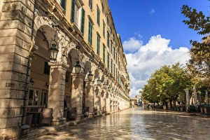 Autumn colours, The Liston, Corfu Town, UNESCO World Heritage Site, Corfu, Ionian Islands Autumn colours, The Liston, Corfu Town, UNESCO World Heritage Site, Corfu, Ionian Islands