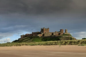 Northumberland Collection: Bamburgh Castle and beach near Lindisfarne, Northumberland, England, United Kingdom