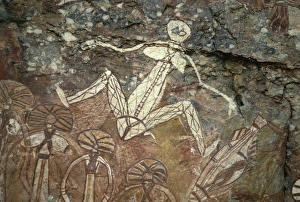 Barrginj, wife of Namarrgon the Lightning Man, one of the supernatural ancestors depicted Barrginj, wife of Namarrgon the Lightning Man, one of the supernatural ancestors depicted