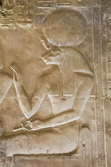 Carving Gallery: Bas-relief of the Goddess Sekhmet, Temple of Seti I, Abydos, Egypt, North Africa, Africa