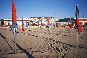 Beach and Hotel Royal in distance, Deauville, Basse Normandie (Normandy), France, Europe Beach and Hotel Royal in distance, Deauville, Basse Normandie (Normandy), France, Europe